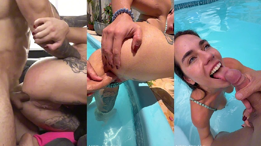 Alone By The Pool Until I Needed Cock: Deepthroat, Wet Pussy & Cum Swallow